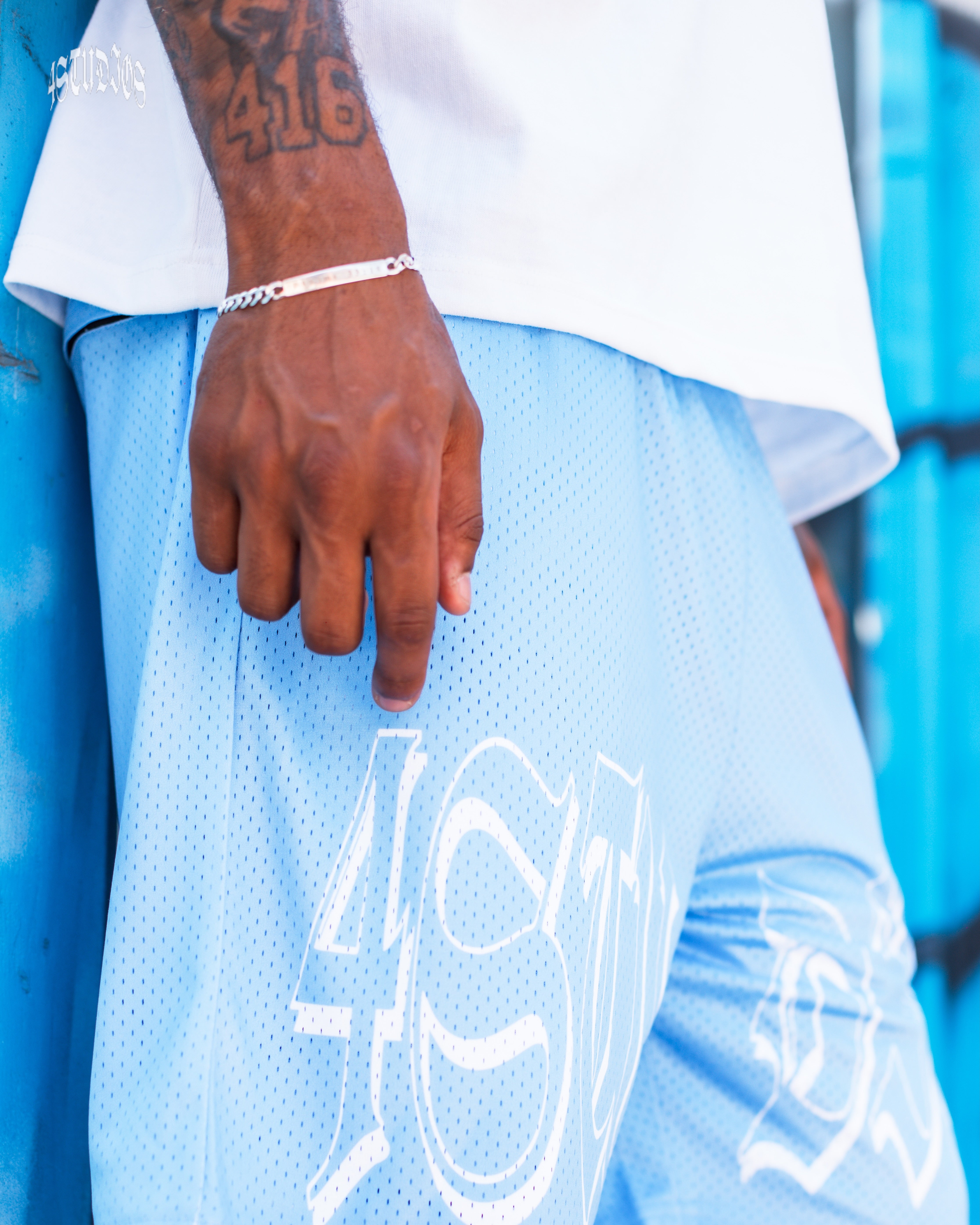 4Studios UNC Blue Mesh Shorts